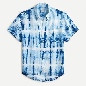J Crew Slim short-sleeve linen shirt in tie-dye shibori blue